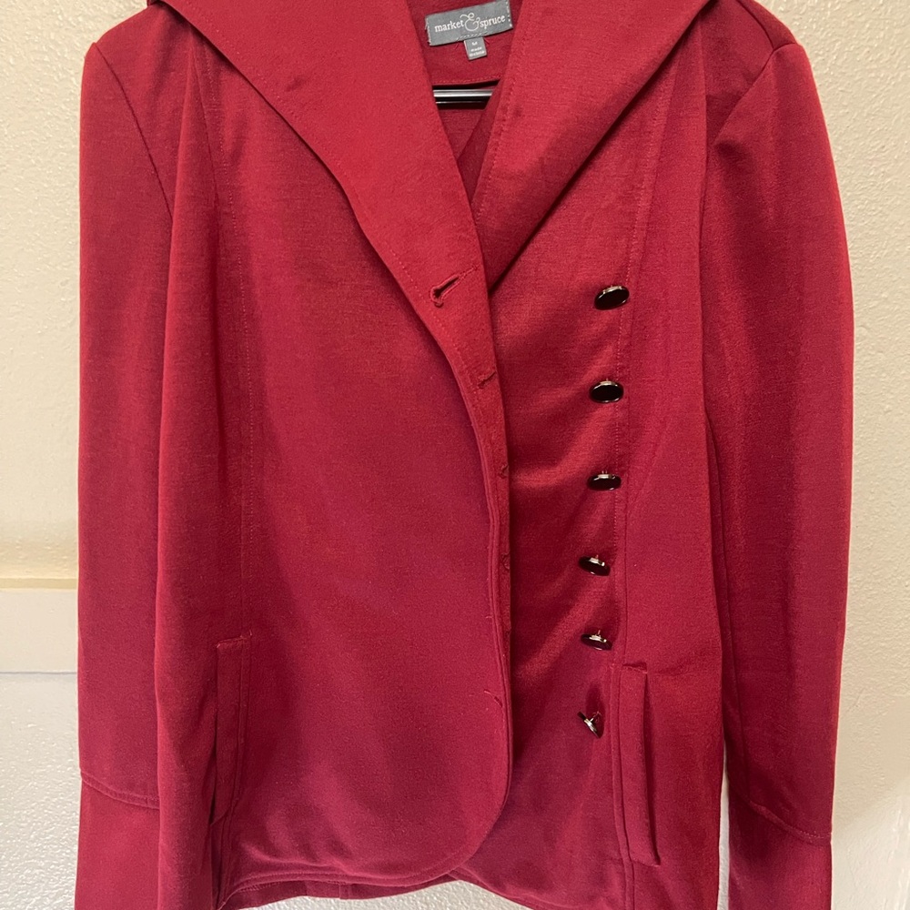 Market & Spruce Burgundy Knit Hooded Jacket – Women’s Size M